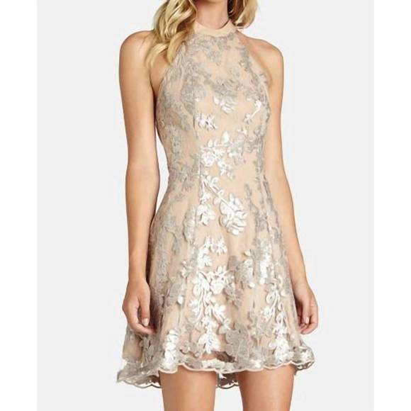 NEW DRESS THE POPULATION abbie dress in silver/nude - Picture 3 of 4